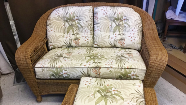 Floral and palm pattern cushions