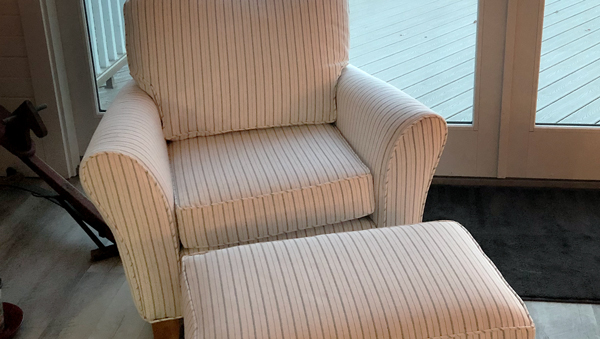 Striped chair and ottoman