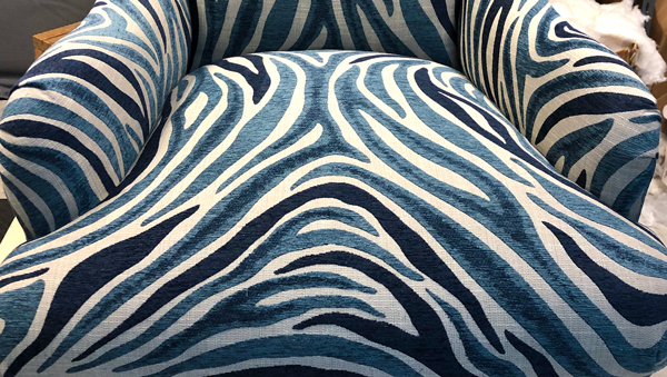 Blue zebra pattern chair